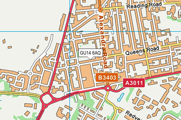 GU14 6AQ map - OS VectorMap District (Ordnance Survey)