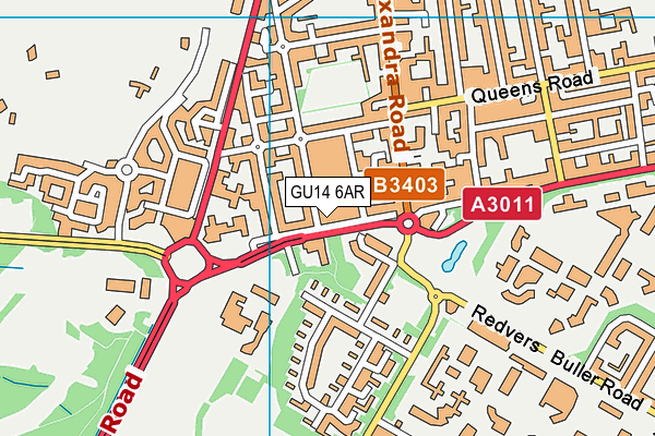 GU14 6AR map - OS VectorMap District (Ordnance Survey)