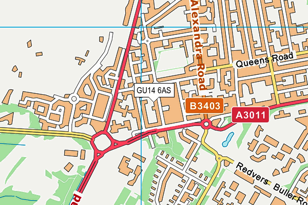 GU14 6AS map - OS VectorMap District (Ordnance Survey)