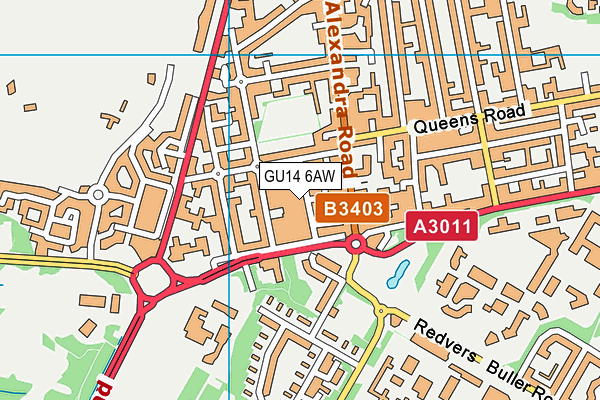 GU14 6AW map - OS VectorMap District (Ordnance Survey)