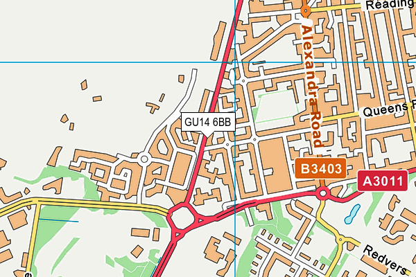 GU14 6BB map - OS VectorMap District (Ordnance Survey)