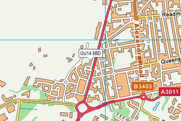 GU14 6BD map - OS VectorMap District (Ordnance Survey)