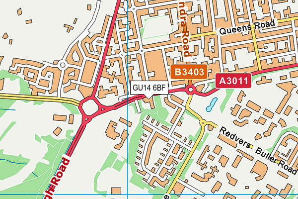 GU14 6BF map - OS VectorMap District (Ordnance Survey)