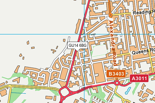 GU14 6BG map - OS VectorMap District (Ordnance Survey)