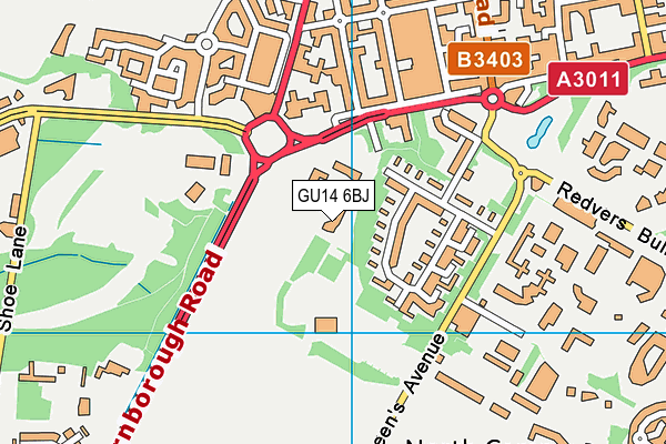 GU14 6BJ map - OS VectorMap District (Ordnance Survey)