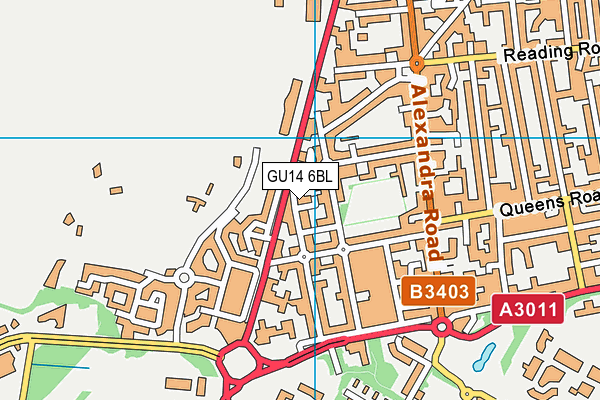GU14 6BL map - OS VectorMap District (Ordnance Survey)