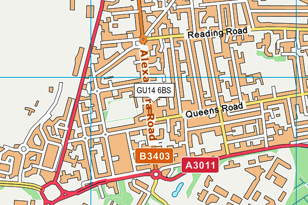 GU14 6BS map - OS VectorMap District (Ordnance Survey)