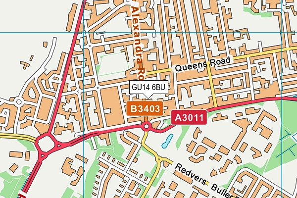 GU14 6BU map - OS VectorMap District (Ordnance Survey)