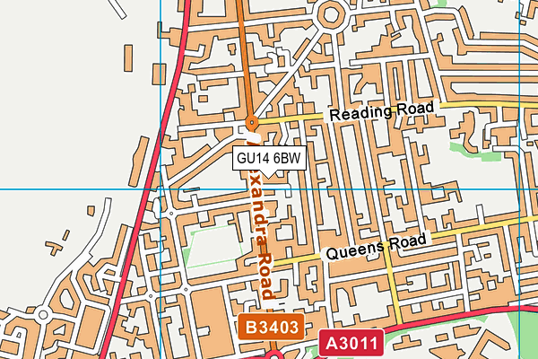 GU14 6BW map - OS VectorMap District (Ordnance Survey)