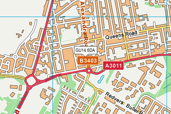 GU14 6DA map - OS VectorMap District (Ordnance Survey)