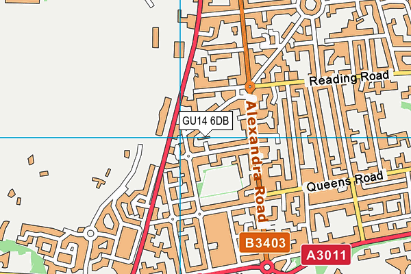 GU14 6DB map - OS VectorMap District (Ordnance Survey)