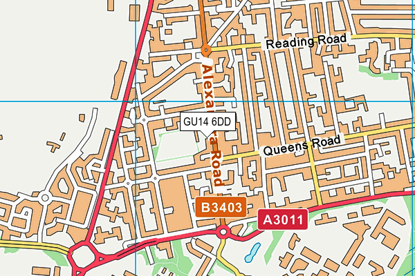 GU14 6DD map - OS VectorMap District (Ordnance Survey)