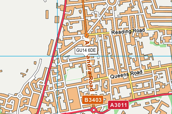 GU14 6DE map - OS VectorMap District (Ordnance Survey)