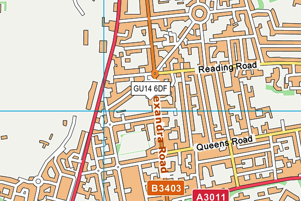 GU14 6DF map - OS VectorMap District (Ordnance Survey)