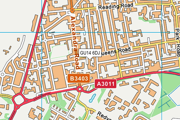 GU14 6DJ map - OS VectorMap District (Ordnance Survey)