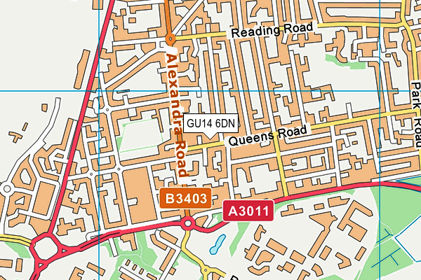 GU14 6DN map - OS VectorMap District (Ordnance Survey)