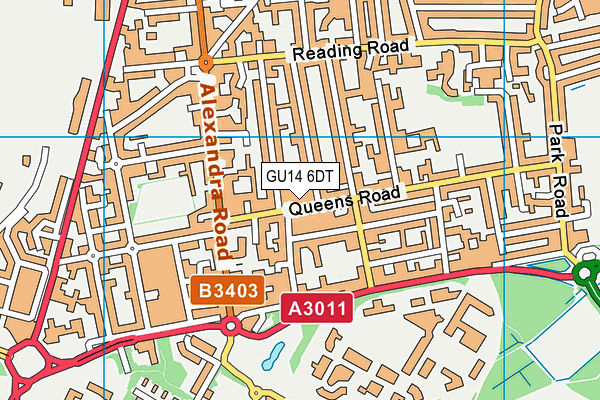 GU14 6DT map - OS VectorMap District (Ordnance Survey)