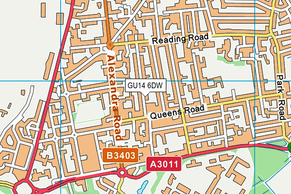 GU14 6DW map - OS VectorMap District (Ordnance Survey)