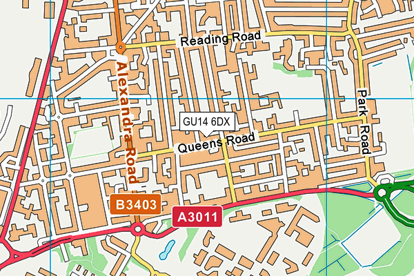 GU14 6DX map - OS VectorMap District (Ordnance Survey)