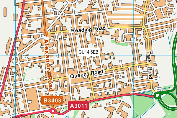 GU14 6EB map - OS VectorMap District (Ordnance Survey)