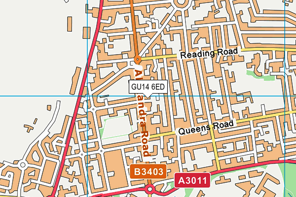 GU14 6ED map - OS VectorMap District (Ordnance Survey)