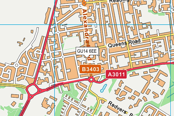 GU14 6EE map - OS VectorMap District (Ordnance Survey)