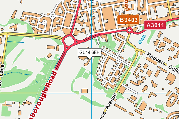 GU14 6EH map - OS VectorMap District (Ordnance Survey)