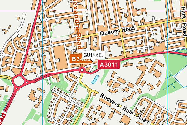 GU14 6EJ map - OS VectorMap District (Ordnance Survey)