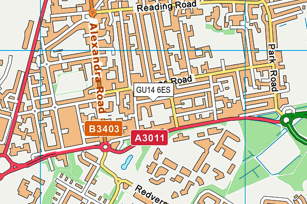 GU14 6ES map - OS VectorMap District (Ordnance Survey)