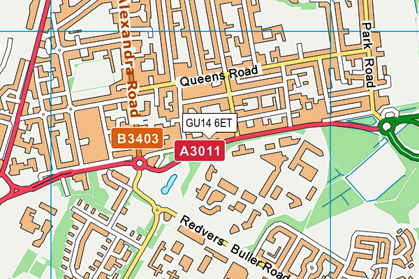 GU14 6ET map - OS VectorMap District (Ordnance Survey)