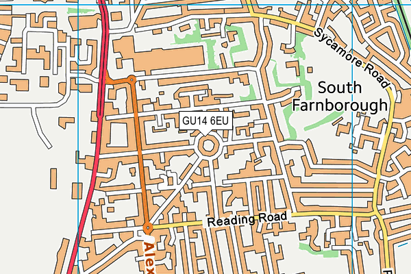 GU14 6EU map - OS VectorMap District (Ordnance Survey)