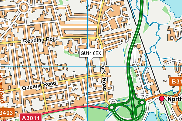 GU14 6EX map - OS VectorMap District (Ordnance Survey)