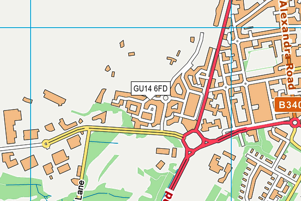 GU14 6FD map - OS VectorMap District (Ordnance Survey)