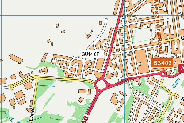 GU14 6FH map - OS VectorMap District (Ordnance Survey)