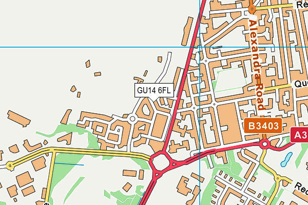 GU14 6FL map - OS VectorMap District (Ordnance Survey)