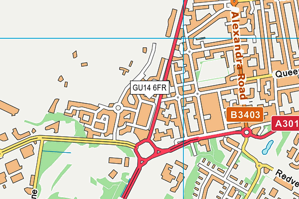 GU14 6FR map - OS VectorMap District (Ordnance Survey)