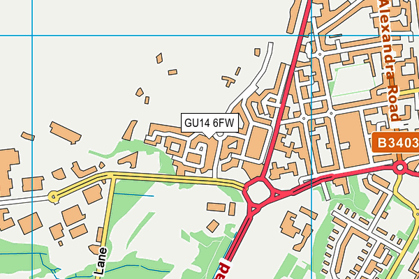 GU14 6FW map - OS VectorMap District (Ordnance Survey)
