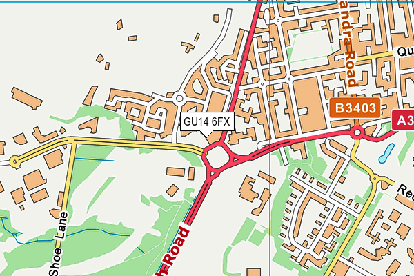 GU14 6FX map - OS VectorMap District (Ordnance Survey)