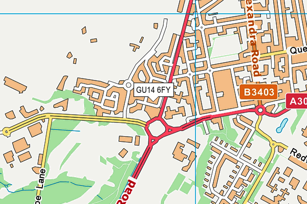 GU14 6FY map - OS VectorMap District (Ordnance Survey)