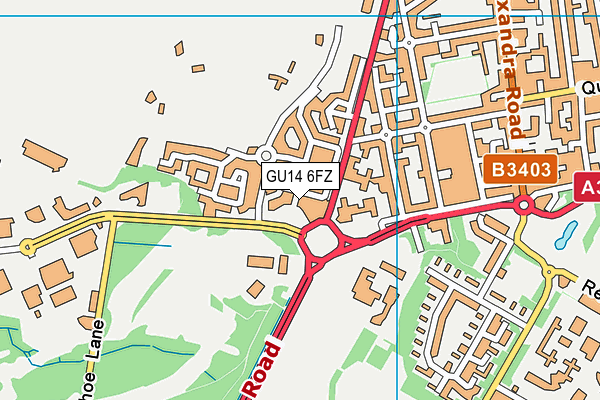 GU14 6FZ map - OS VectorMap District (Ordnance Survey)