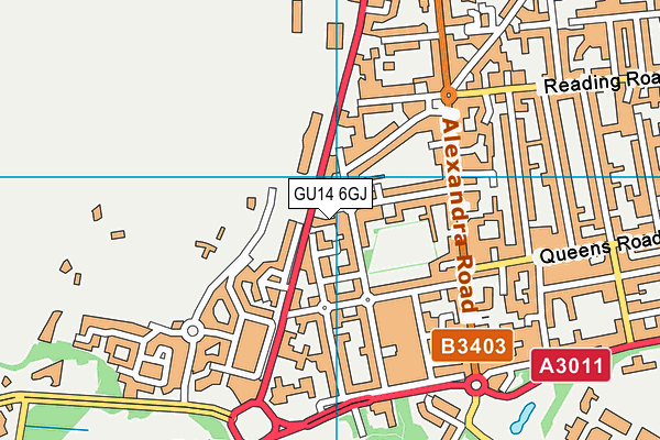 GU14 6GJ map - OS VectorMap District (Ordnance Survey)