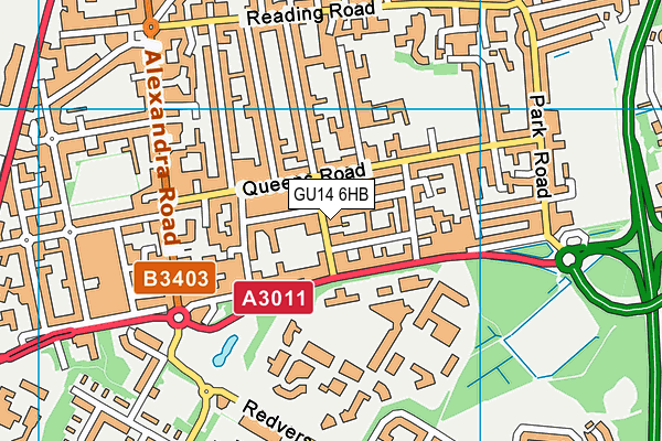 GU14 6HB map - OS VectorMap District (Ordnance Survey)