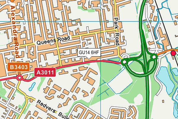 GU14 6HF map - OS VectorMap District (Ordnance Survey)