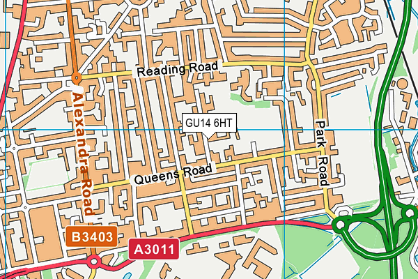 GU14 6HT map - OS VectorMap District (Ordnance Survey)