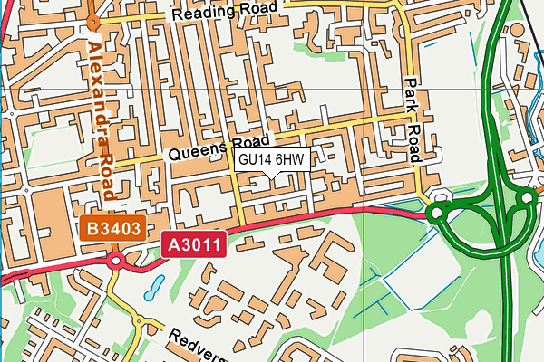 GU14 6HW map - OS VectorMap District (Ordnance Survey)