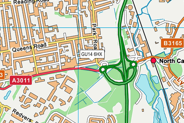 GU14 6HX map - OS VectorMap District (Ordnance Survey)