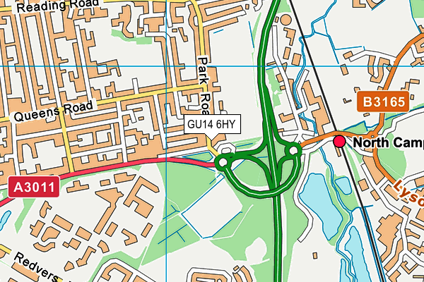 GU14 6HY map - OS VectorMap District (Ordnance Survey)