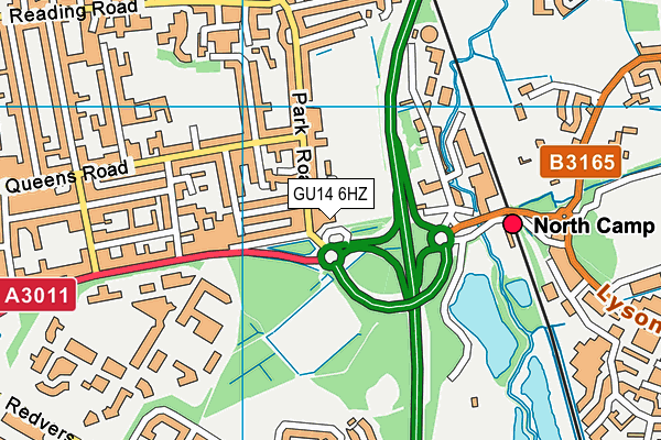 GU14 6HZ map - OS VectorMap District (Ordnance Survey)