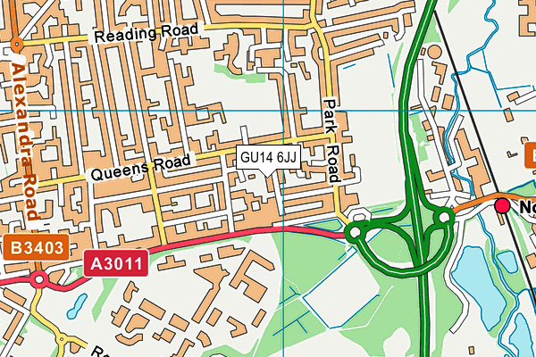 GU14 6JJ map - OS VectorMap District (Ordnance Survey)