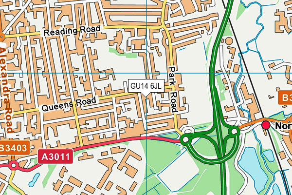 GU14 6JL map - OS VectorMap District (Ordnance Survey)